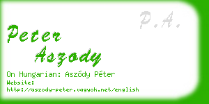 peter aszody business card